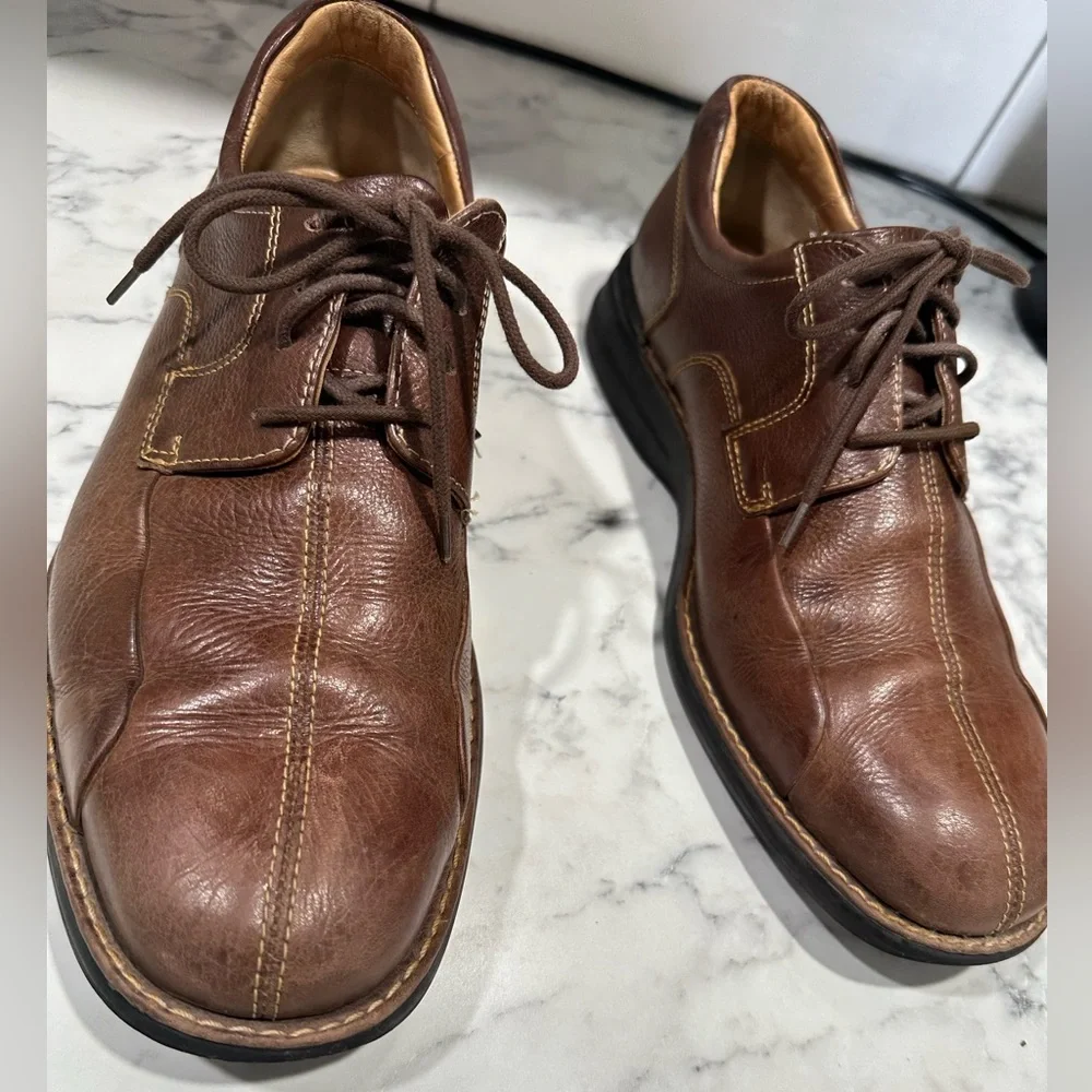 Johnston and Murphy brown leather dress shoes men’s size 9.5 sheepskin‎ lace up
